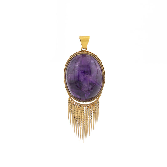 High Carat Locket Backed Cabochon Amethyst Pendant