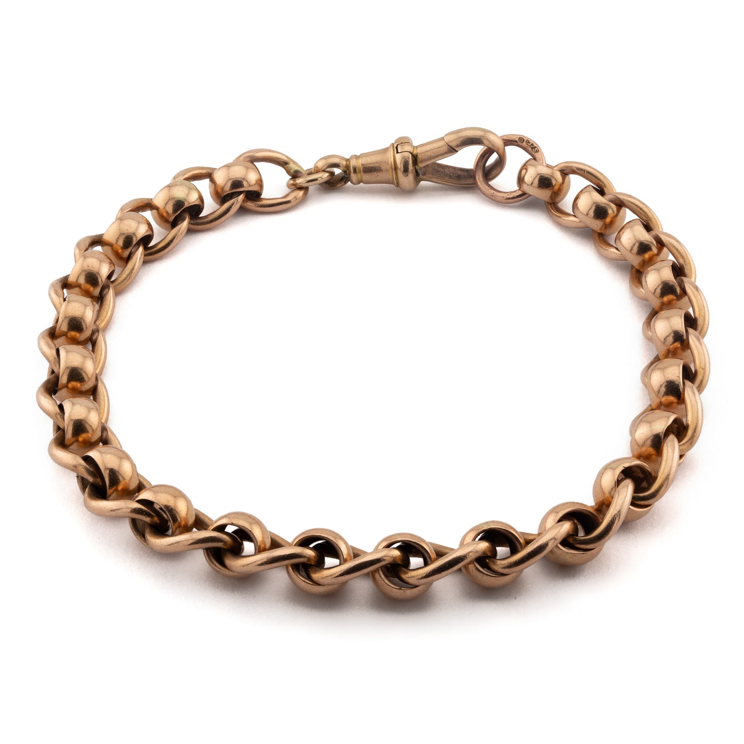 9ct Edwardian Rose Gold Rollo Link Bracelet