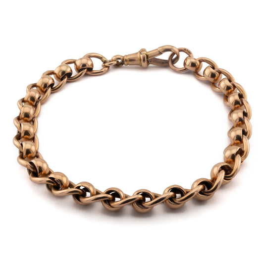 9ct Edwardian Rose Gold Rollo Link Bracelet