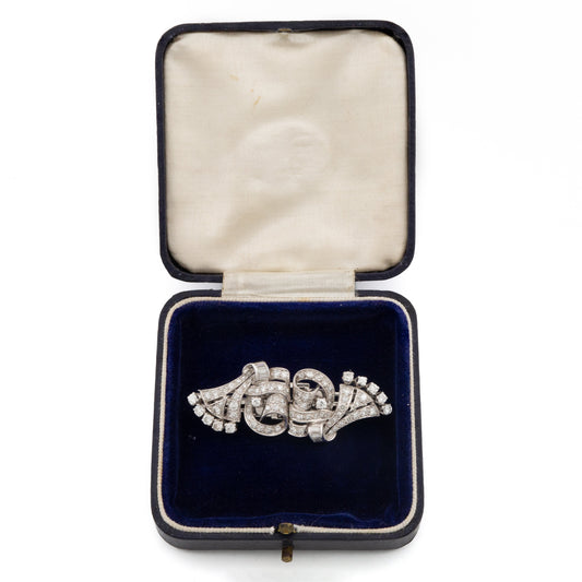 Diamond Double Clip Brooch