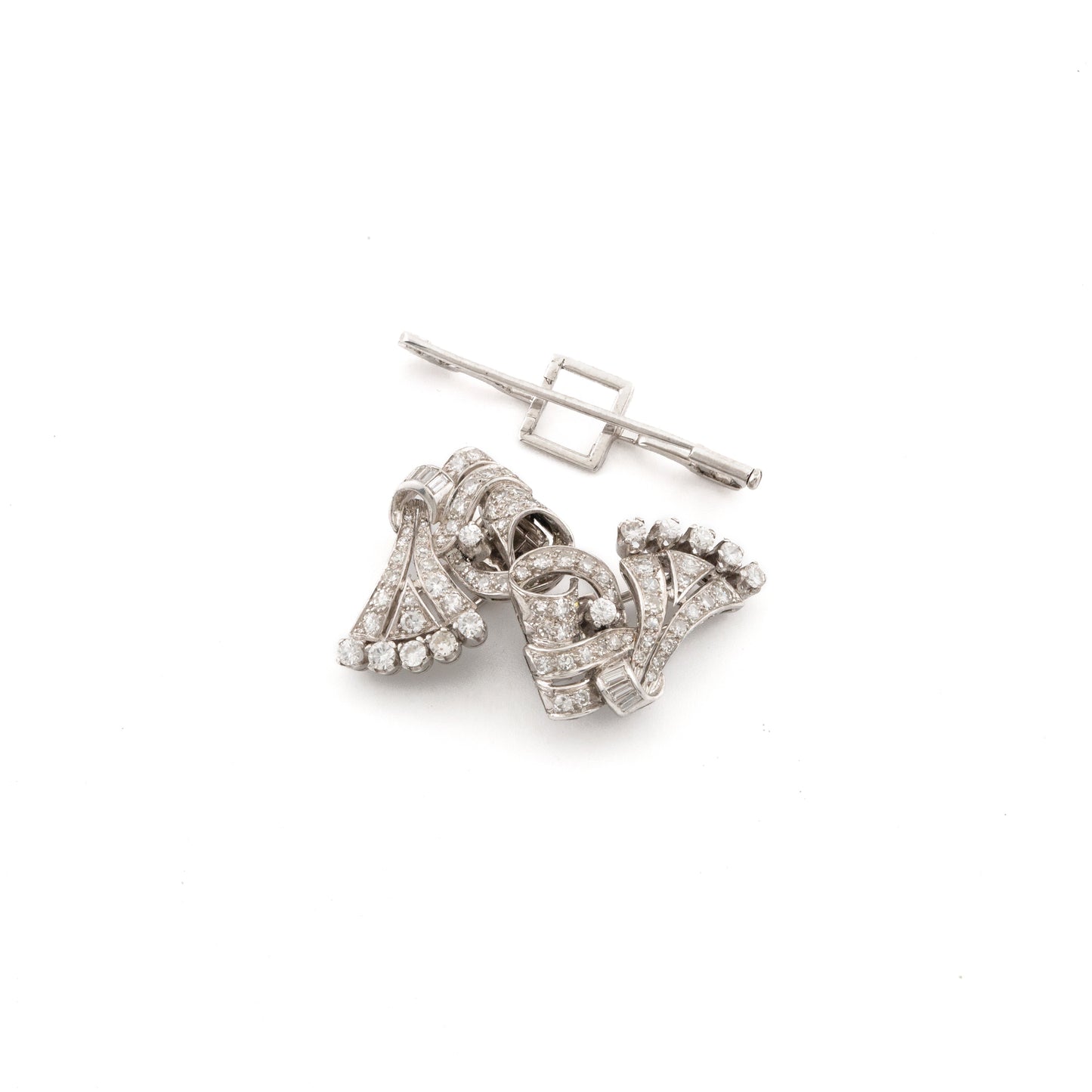 Diamond Double Clip Brooch