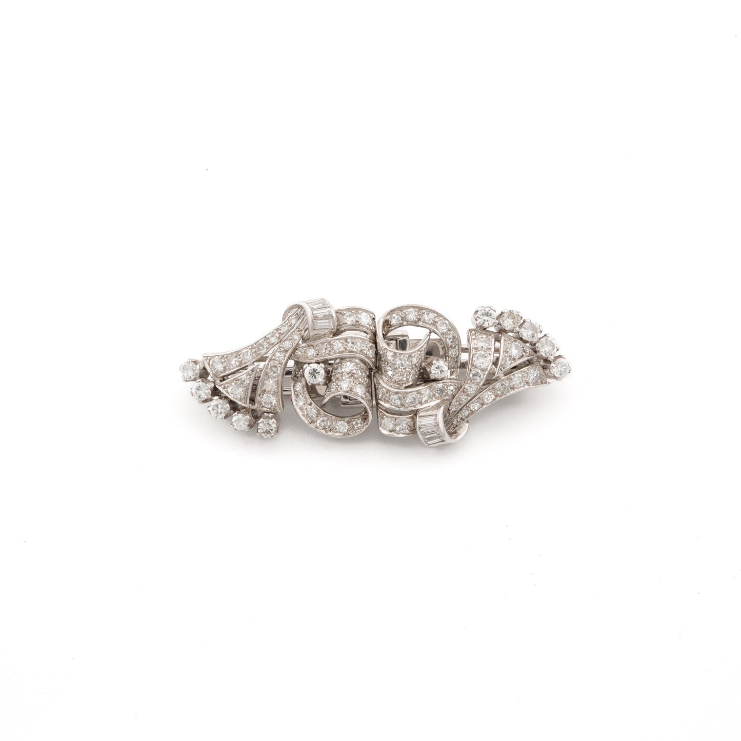 Diamond Double Clip Brooch