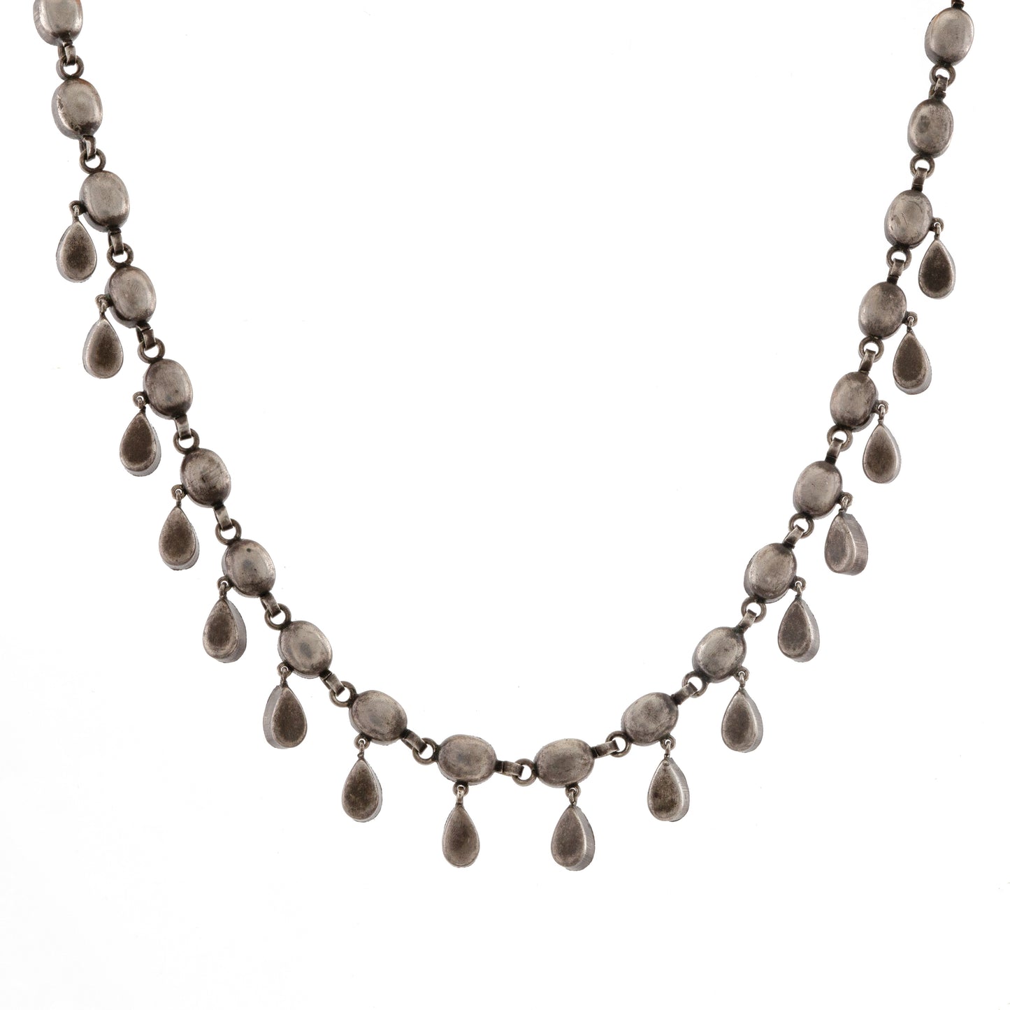 Silver Pink Foil Backed Paste Riviere Necklace