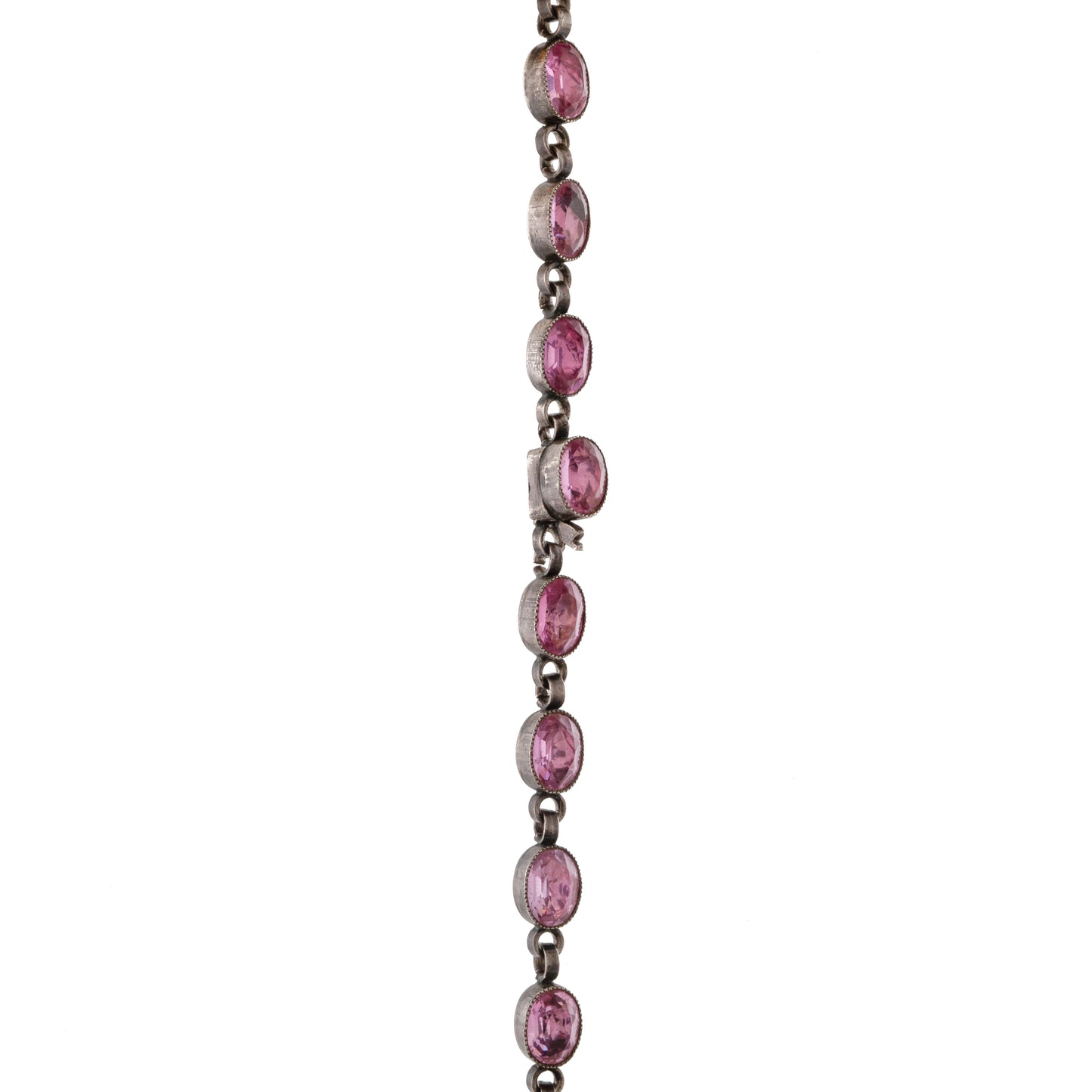 Silver Pink Foil Backed Paste Riviere Necklace