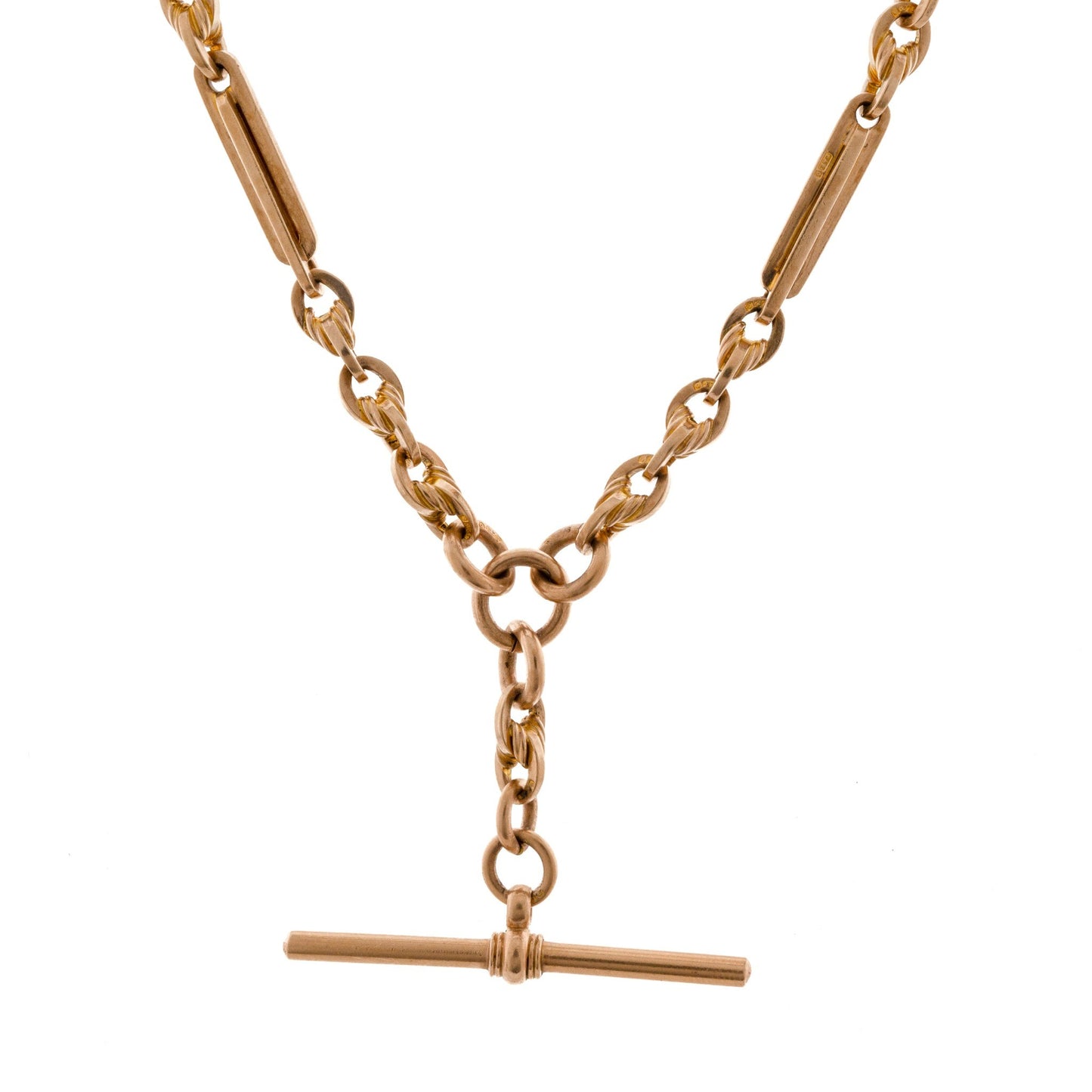 9ct Fetted Link Albert Chain With T-Bar
