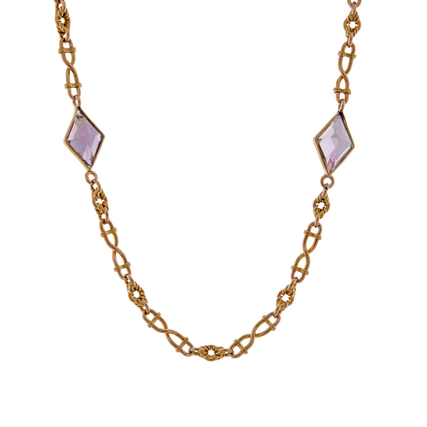 15ct Amethyst Station Long Chain