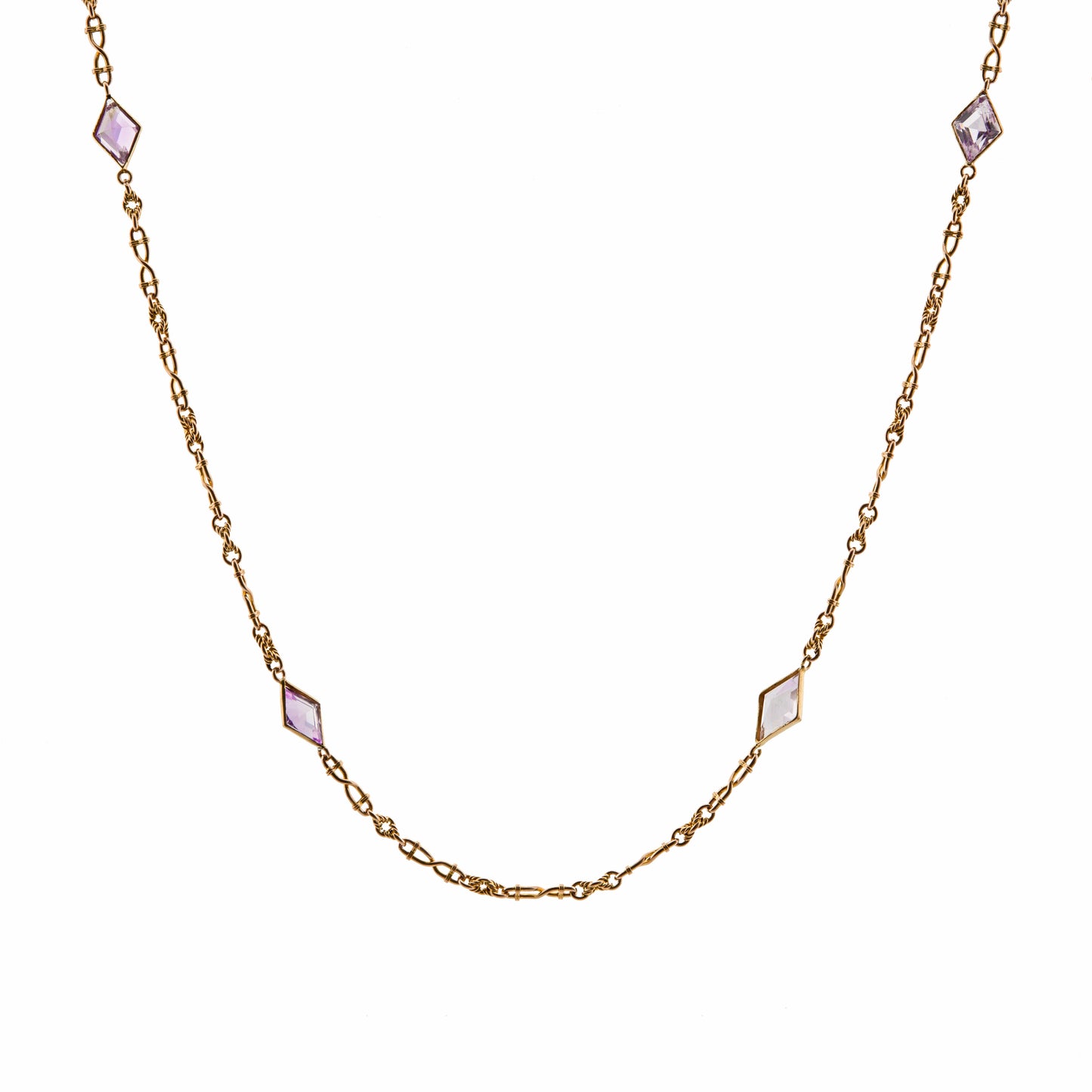 15ct Amethyst Station Long Chain