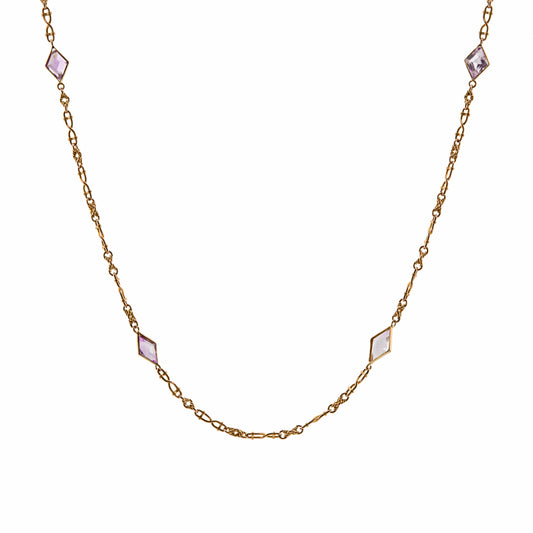 15ct Amethyst Station Long Chain