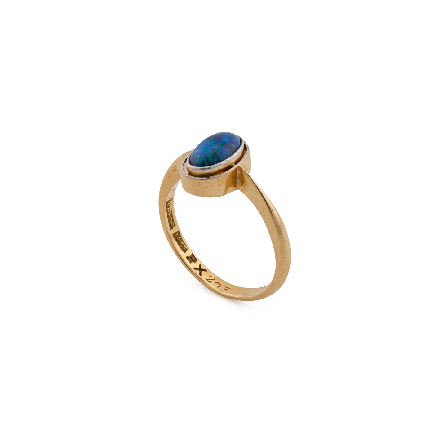 18ct Yellow Gold Black Opal Ring