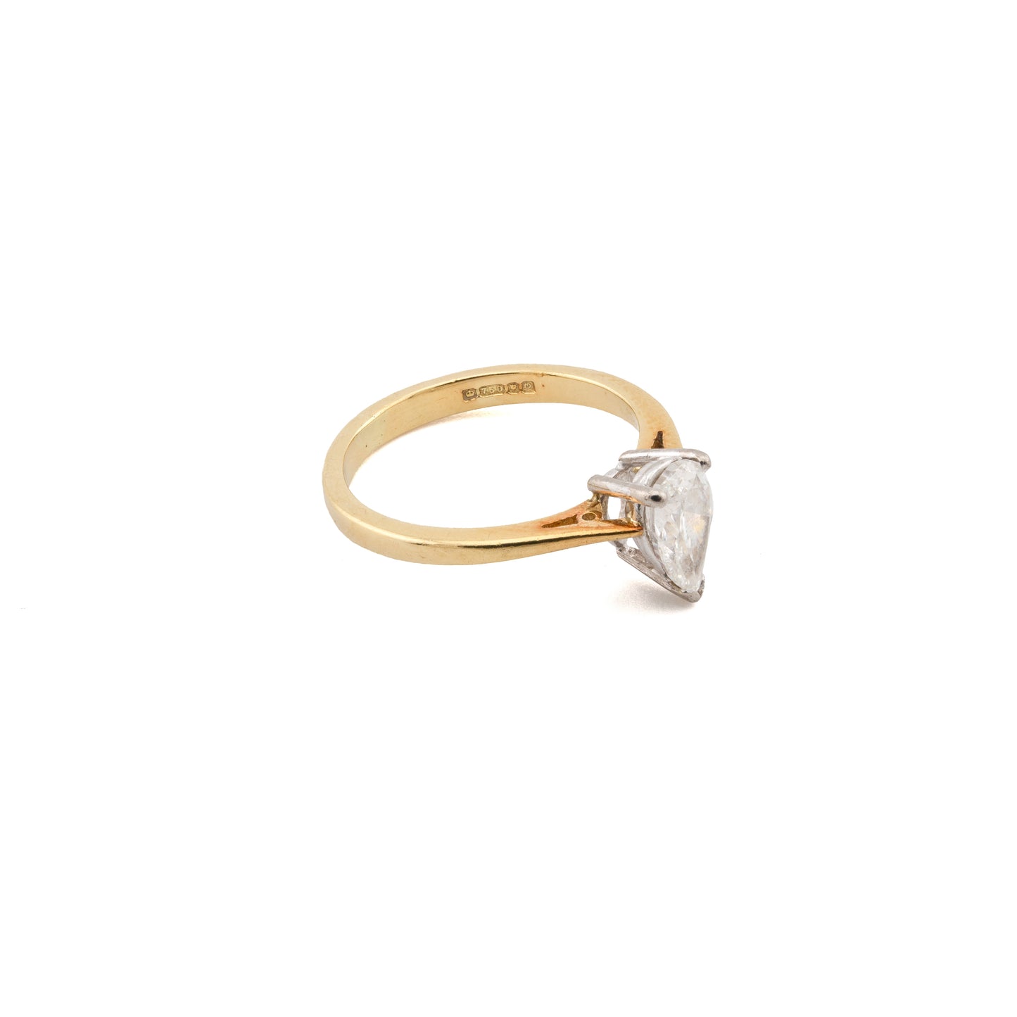 18ct Gold Pear-Shaped Solitaire Diamond Ring