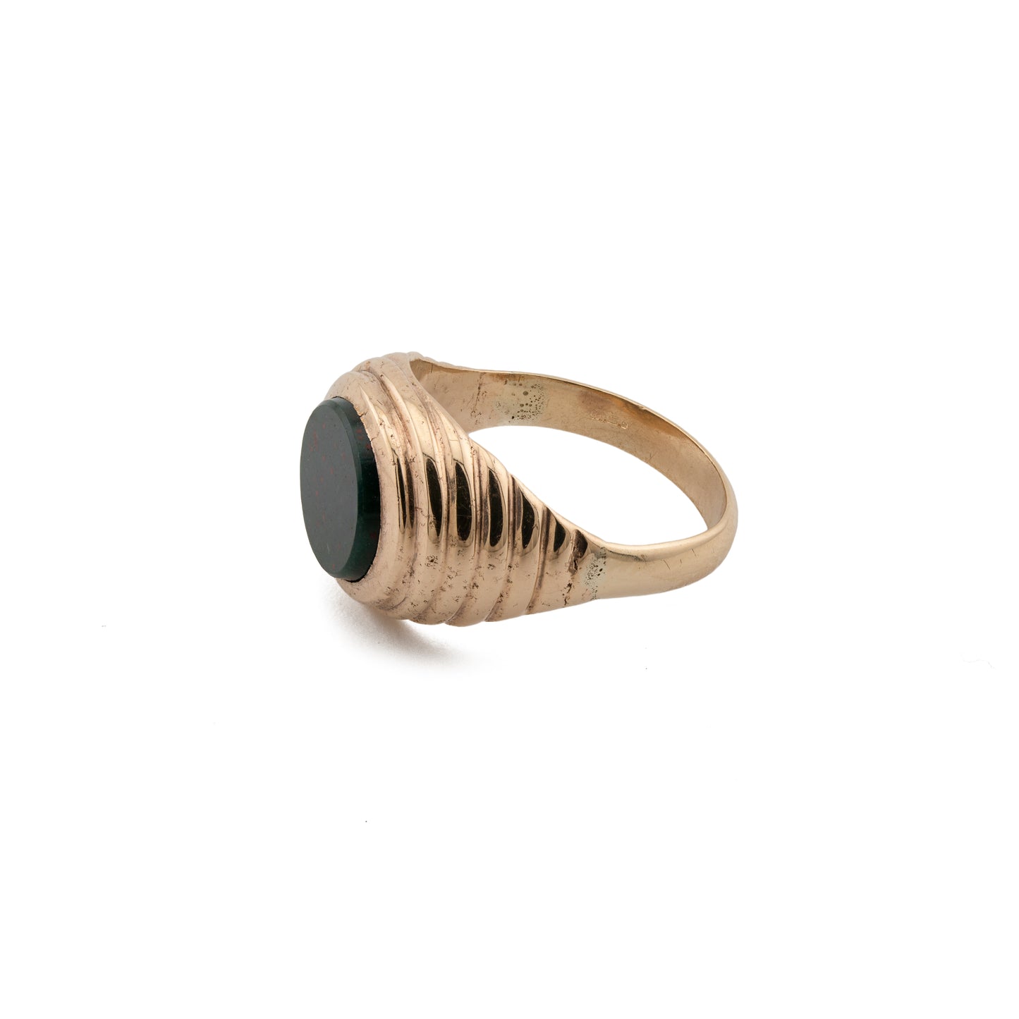 9ct Gold Ribbed Bloodstone Signet Ring