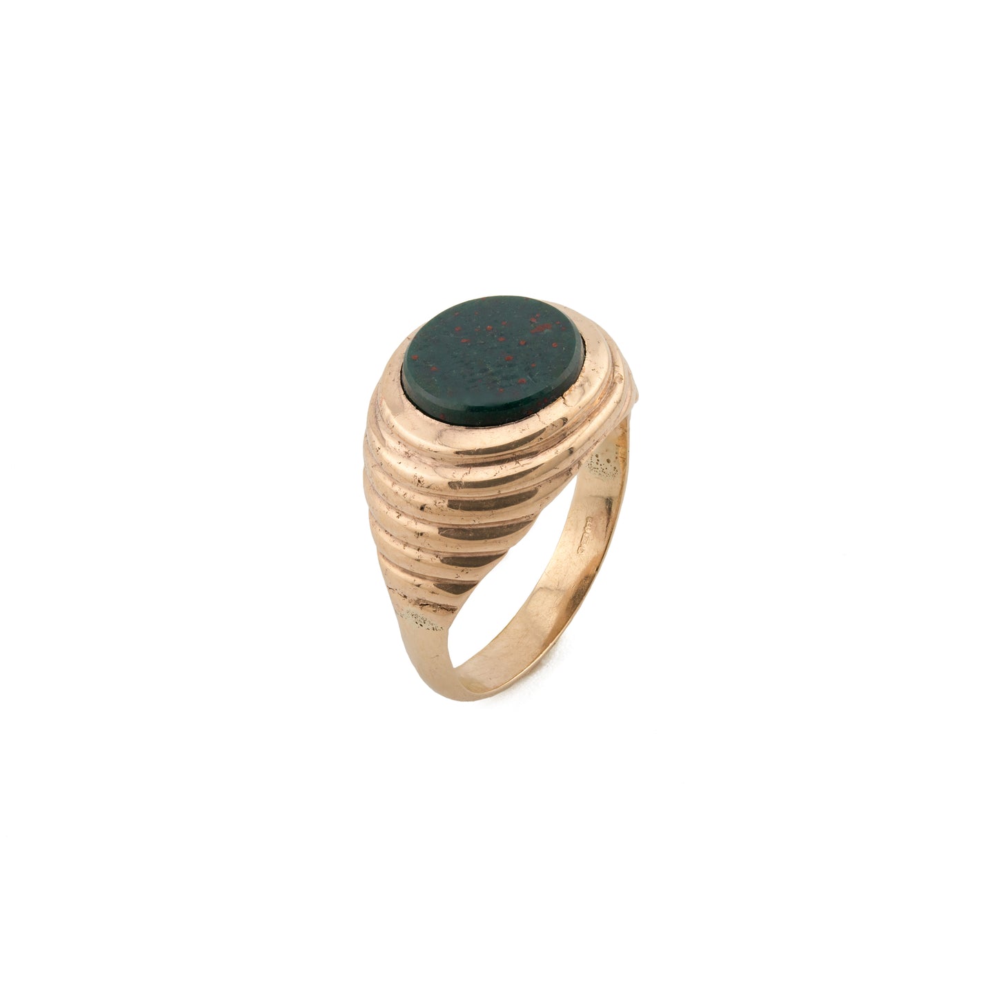 9ct Gold Ribbed Bloodstone Signet Ring