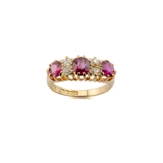 18ct Gold Ruby and Diamond Gypsy Ring