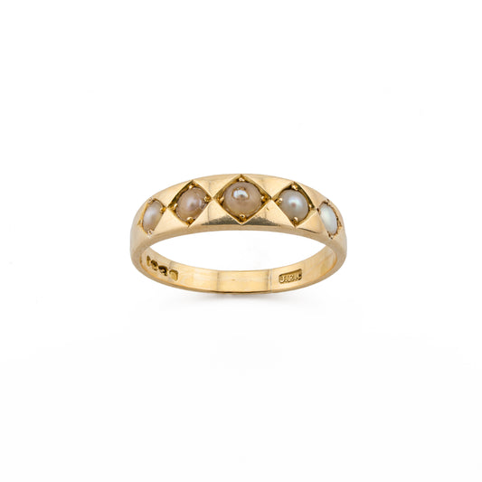 18ct Gold Five-Pearl Band Ring