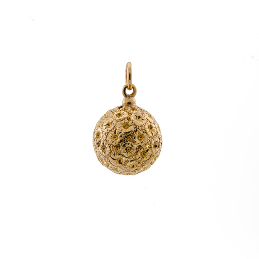 Vintage 9ct Gold Floral Ball Charm