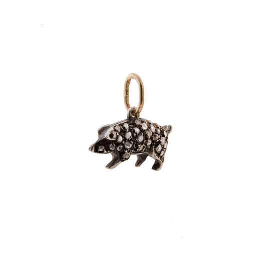 Silver Set Diamond Pig Pendant