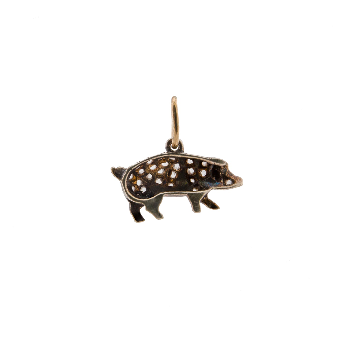Silver Set Diamond Pig Pendant