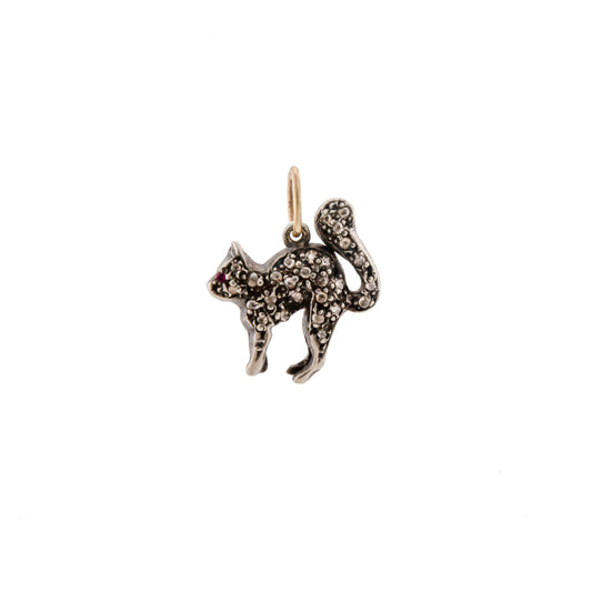 Silver Set Diamond Cat Pendant