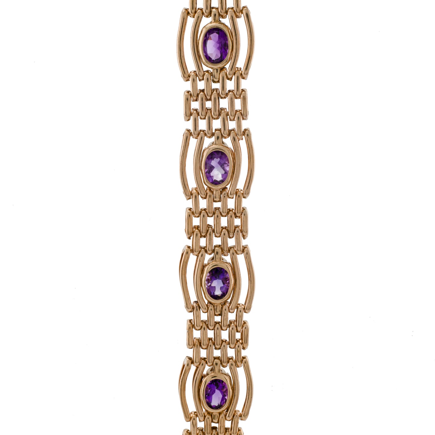 Vintage 9ct Gold Amethyst Link Bracelet
