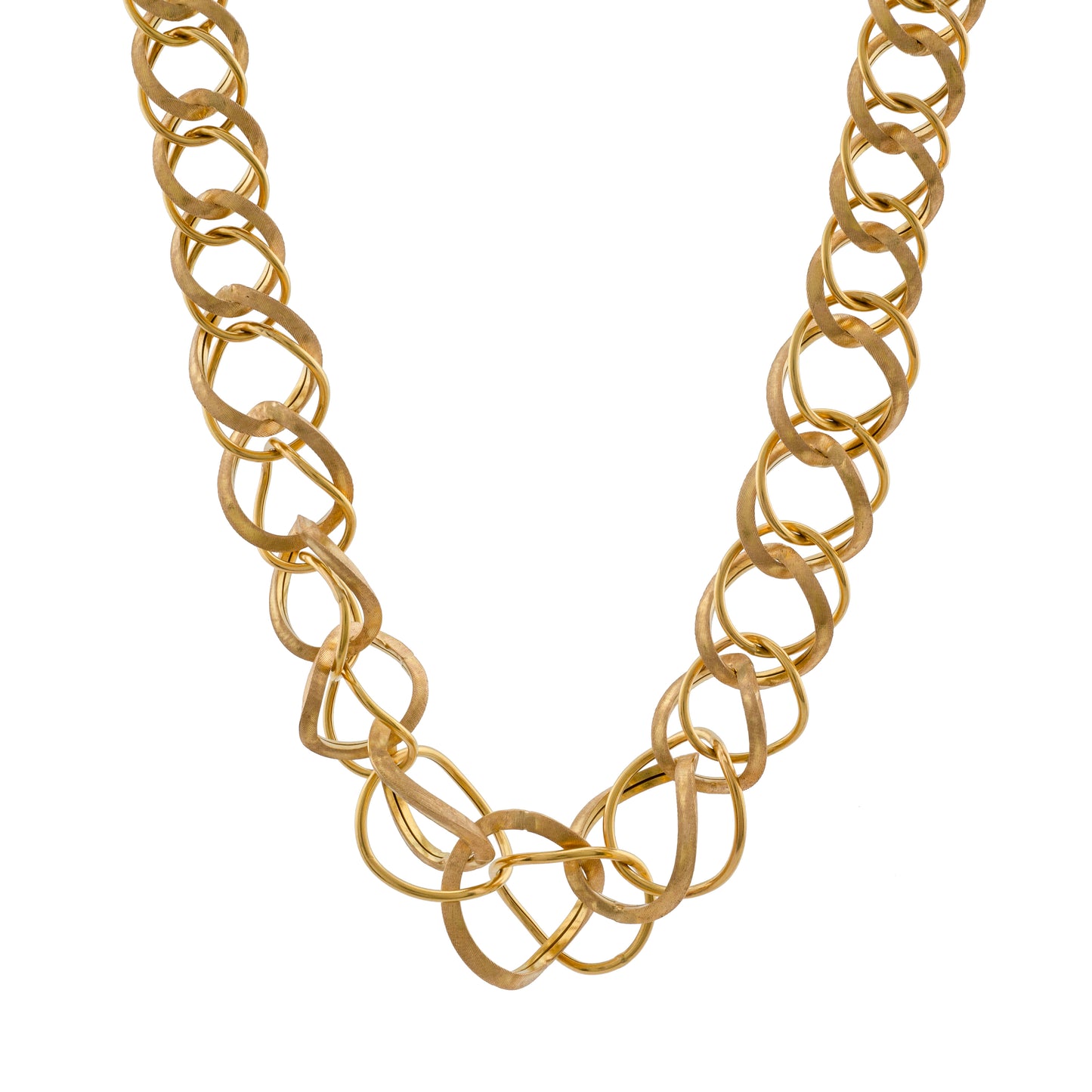 Vintage Italian 18ct Gold Woven Ring Chain Necklace