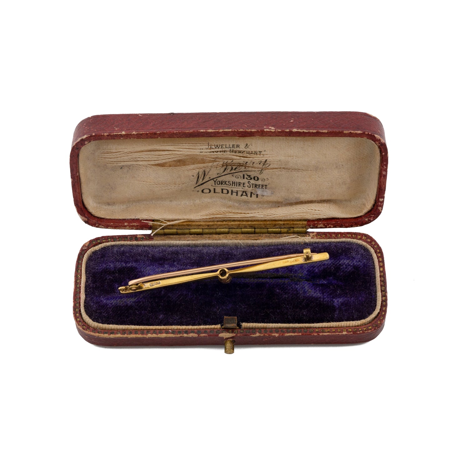 Edwardian 18ct Yellow Gold Diamond Bar Brooch