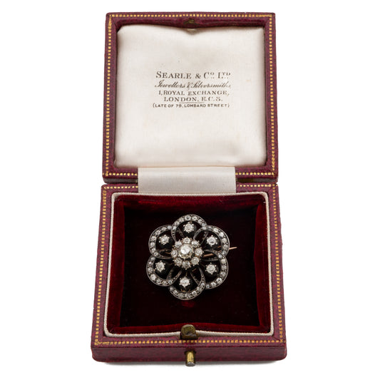 Victorian Diamond Flower Cluster Brooch
