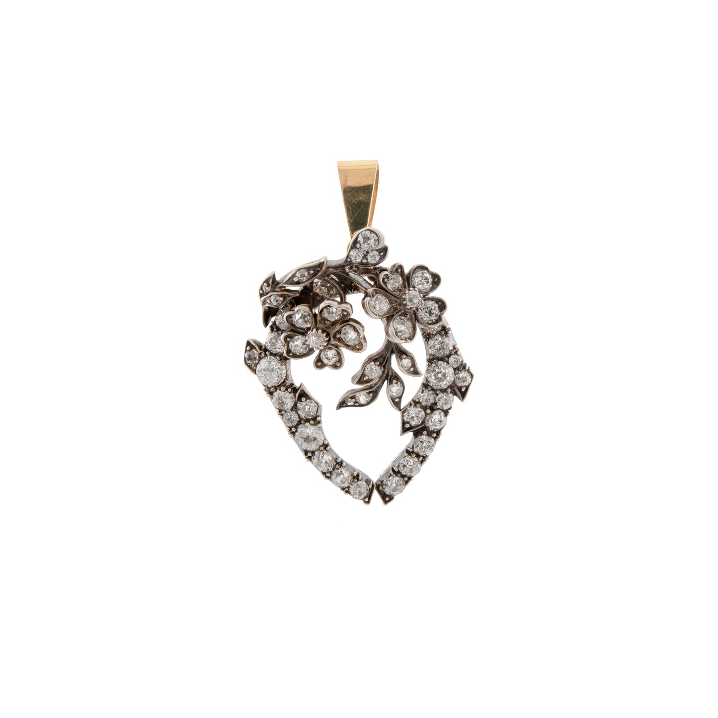 Victorian Diamond Floral Heart Pendant