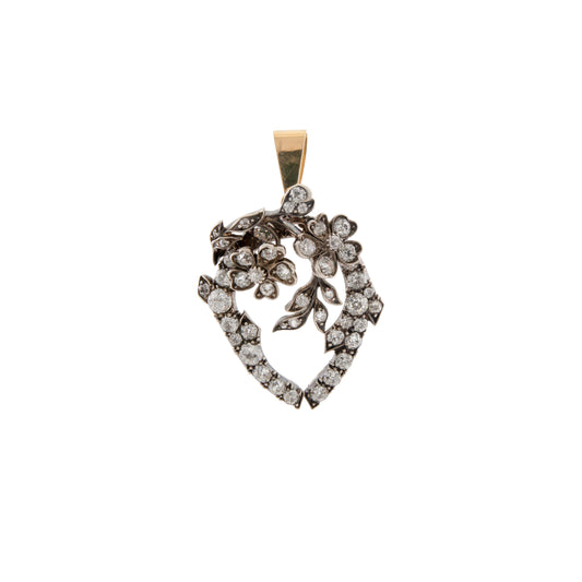 Victorian Diamond Floral Heart Pendant