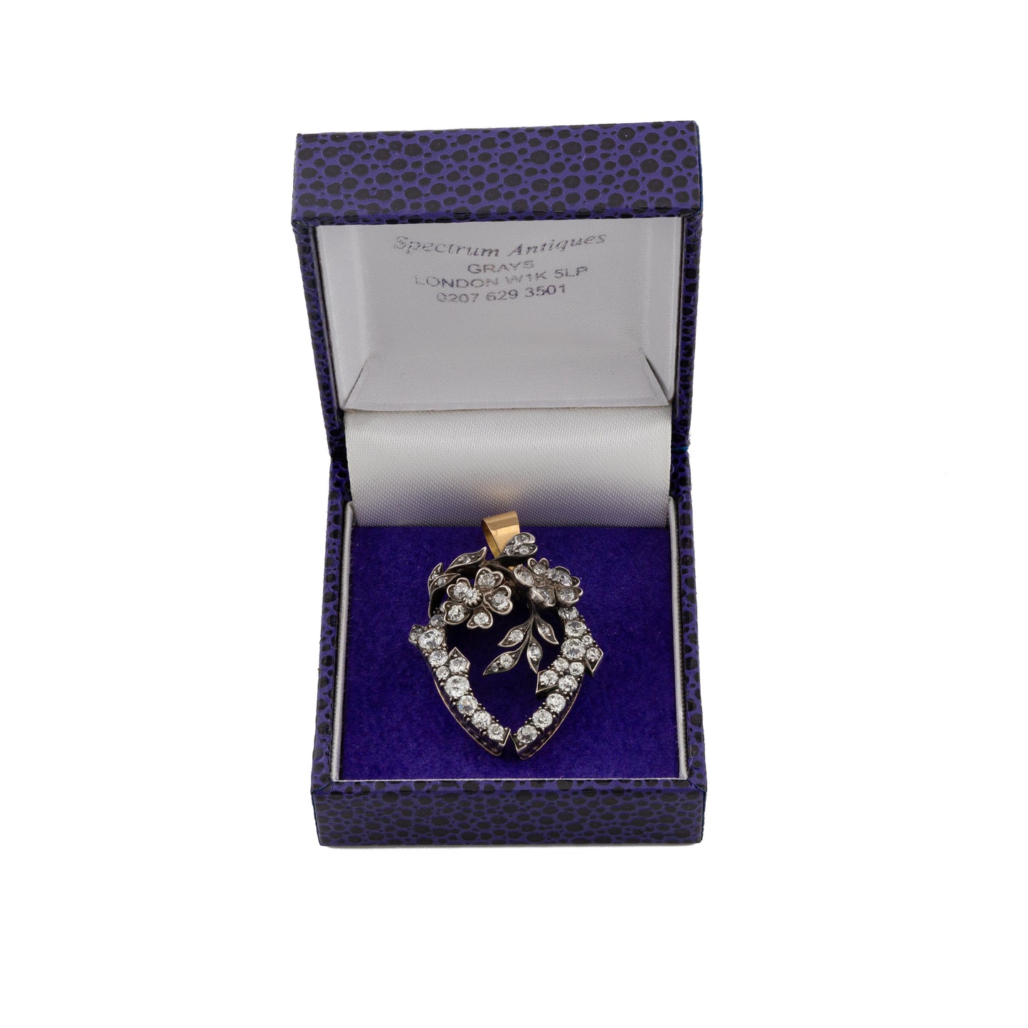 Victorian Diamond Floral Heart Pendant