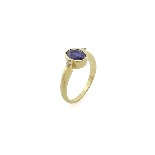 18ct Yellow Gold Sapphire & Diamond Trilogy Ring