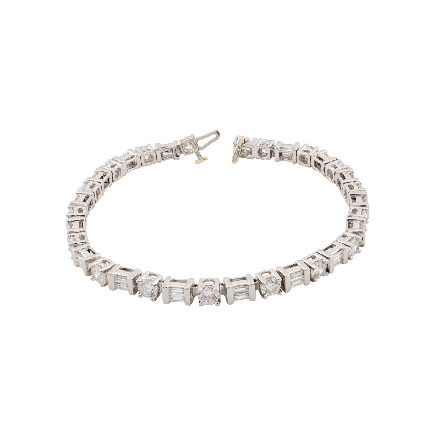 Platinum Alternating Round Brilliant & Baguette Diamond Line Bracelet – 5.60ct