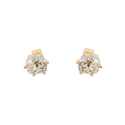 Vintage 14ct White Gold Rose Cut Diamond Cluster Stud Earrings