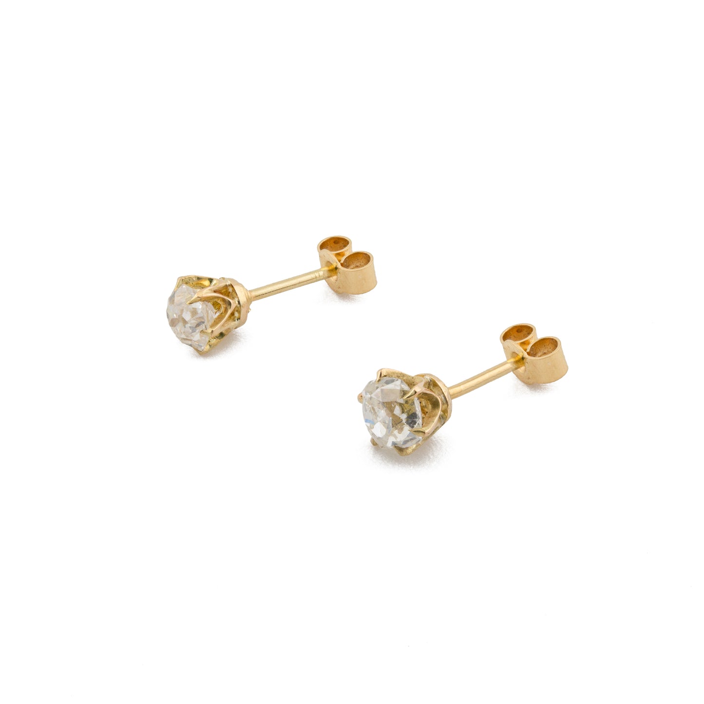 Vintage 14ct White Gold Rose Cut Diamond Cluster Stud Earrings