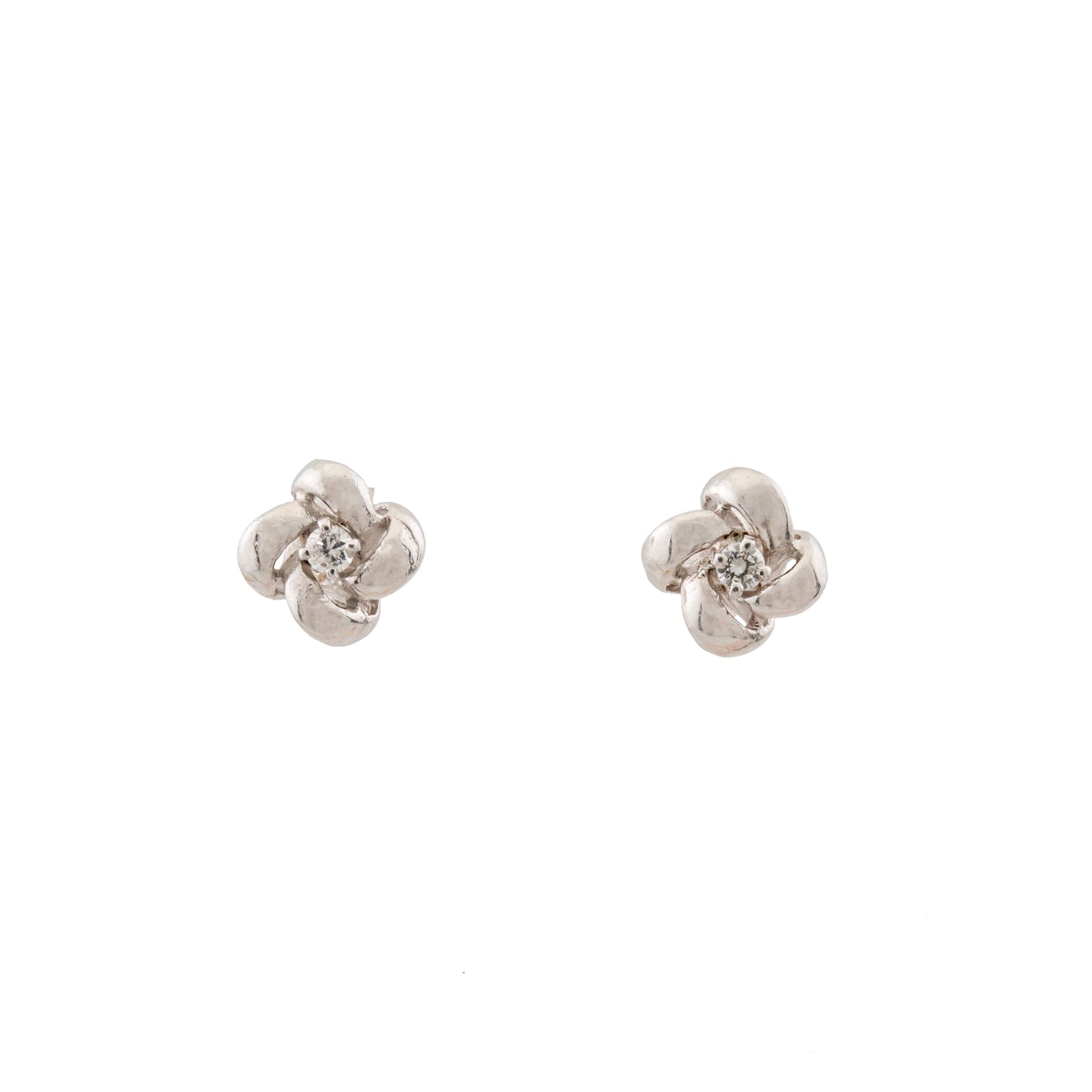 Platinum Diamond Knot Stud Earrings 1.00ct