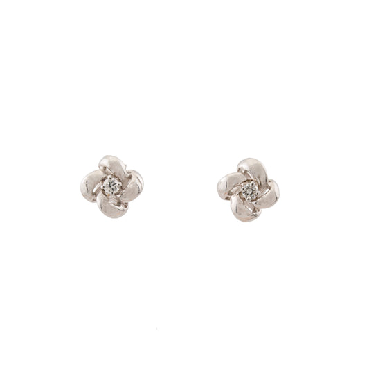 Platinum Diamond Knot Stud Earrings 1.00ct