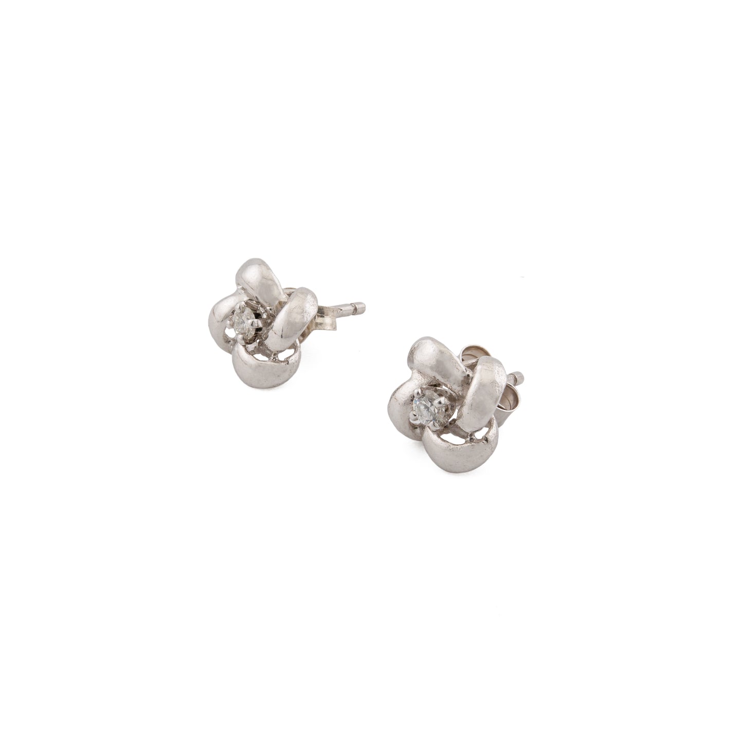 Platinum Diamond Knot Stud Earrings 1.00ct