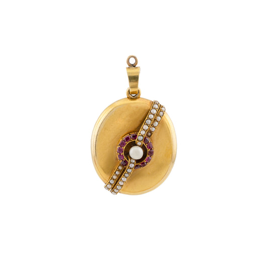 15ct Gold Ruby & Pearl Locket