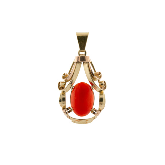 French 18ct Gold Coral Pendant