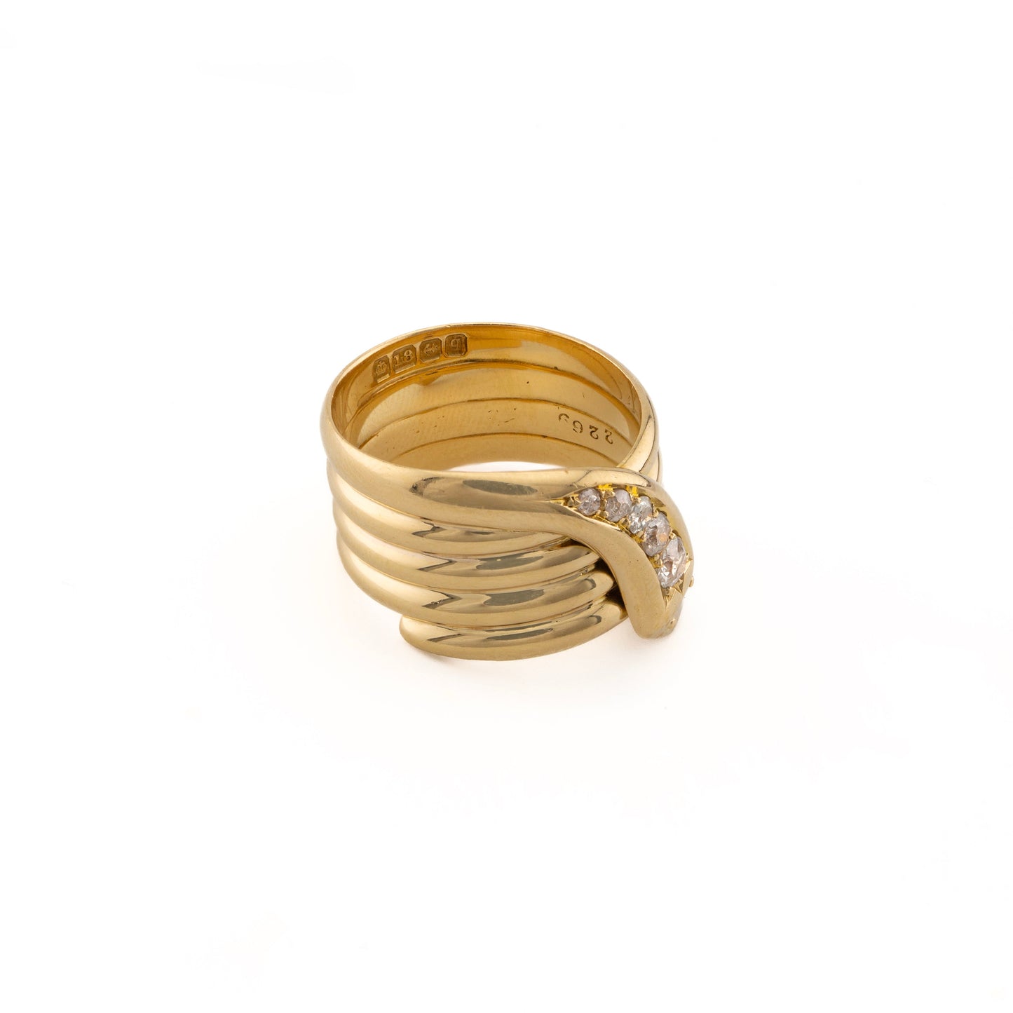 18ct Coiled Diamond Snake Ring
