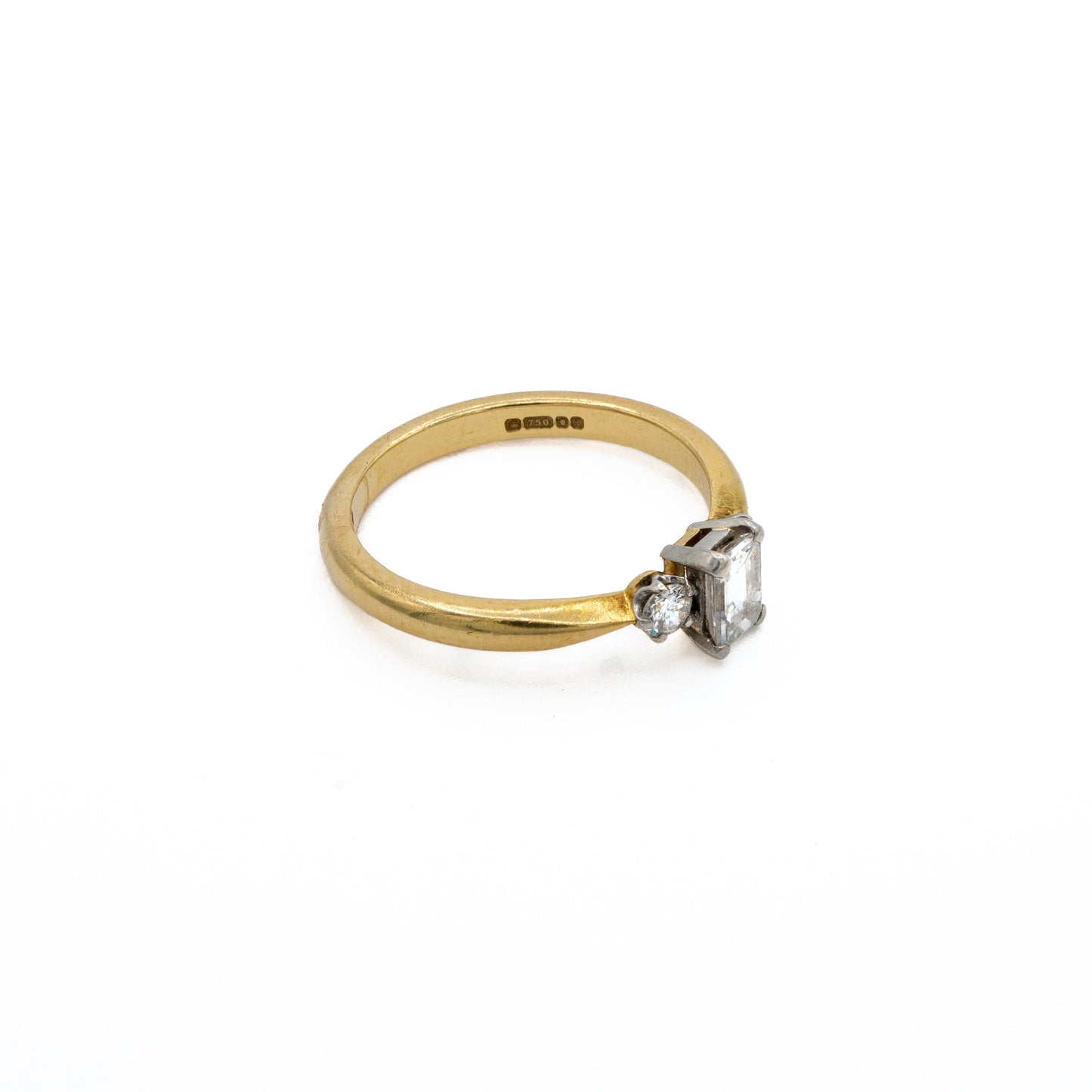 18ct Emerald Cut Diamond Trilogy Ring