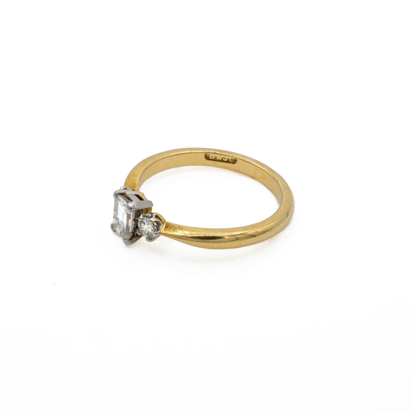 18ct Emerald Cut Diamond Trilogy Ring