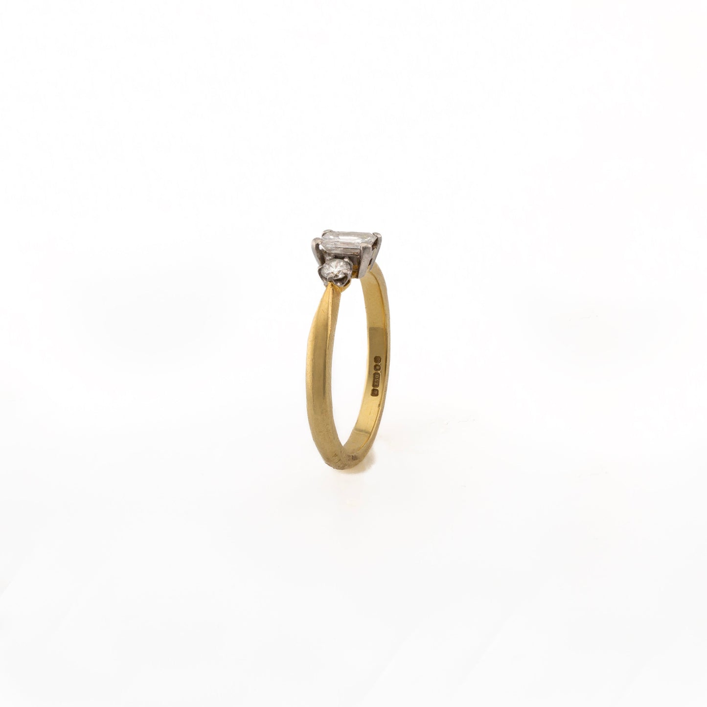 18ct Emerald Cut Diamond Trilogy Ring