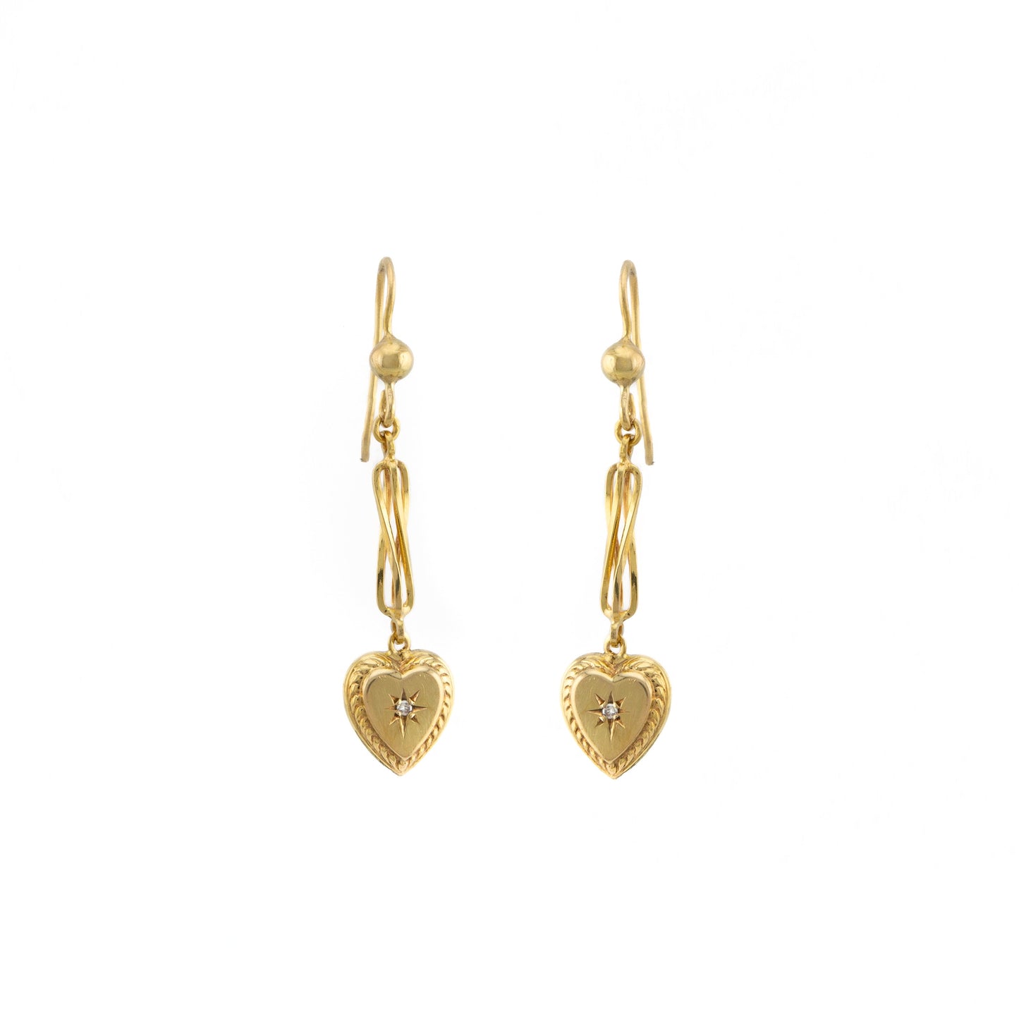 Diamond Heart Drop Earrings