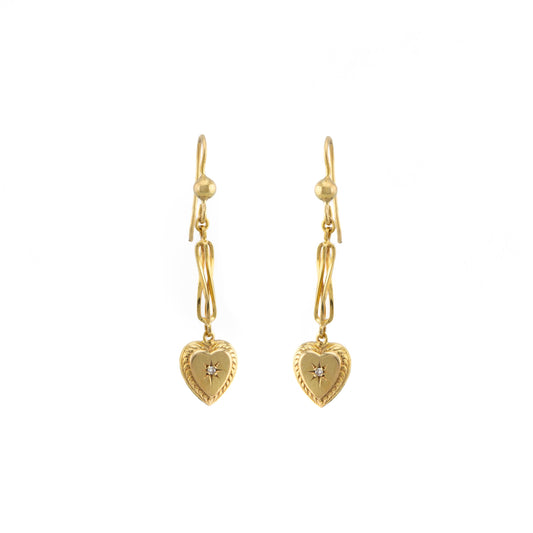 Diamond Heart Drop Earrings