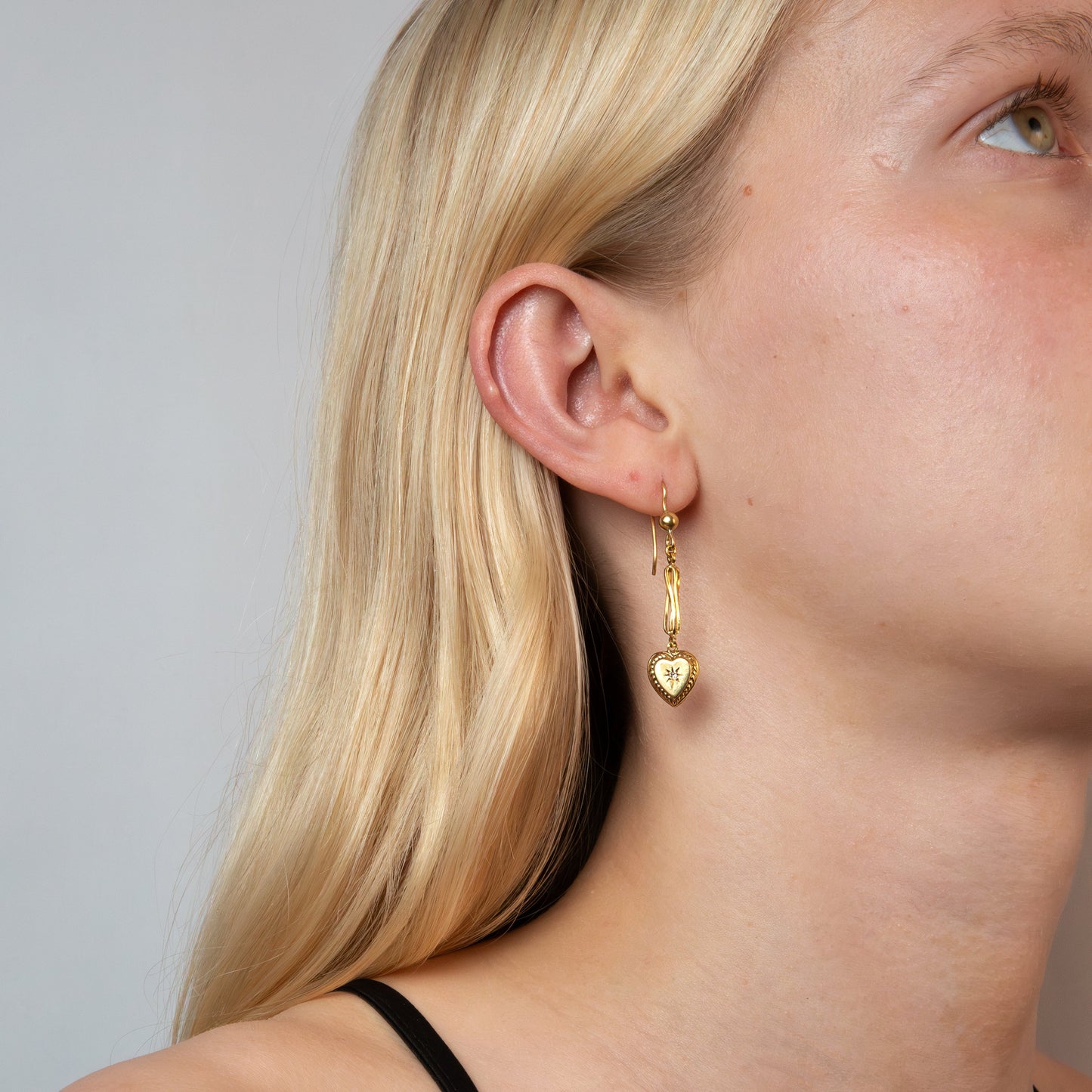 Diamond Heart Drop Earrings