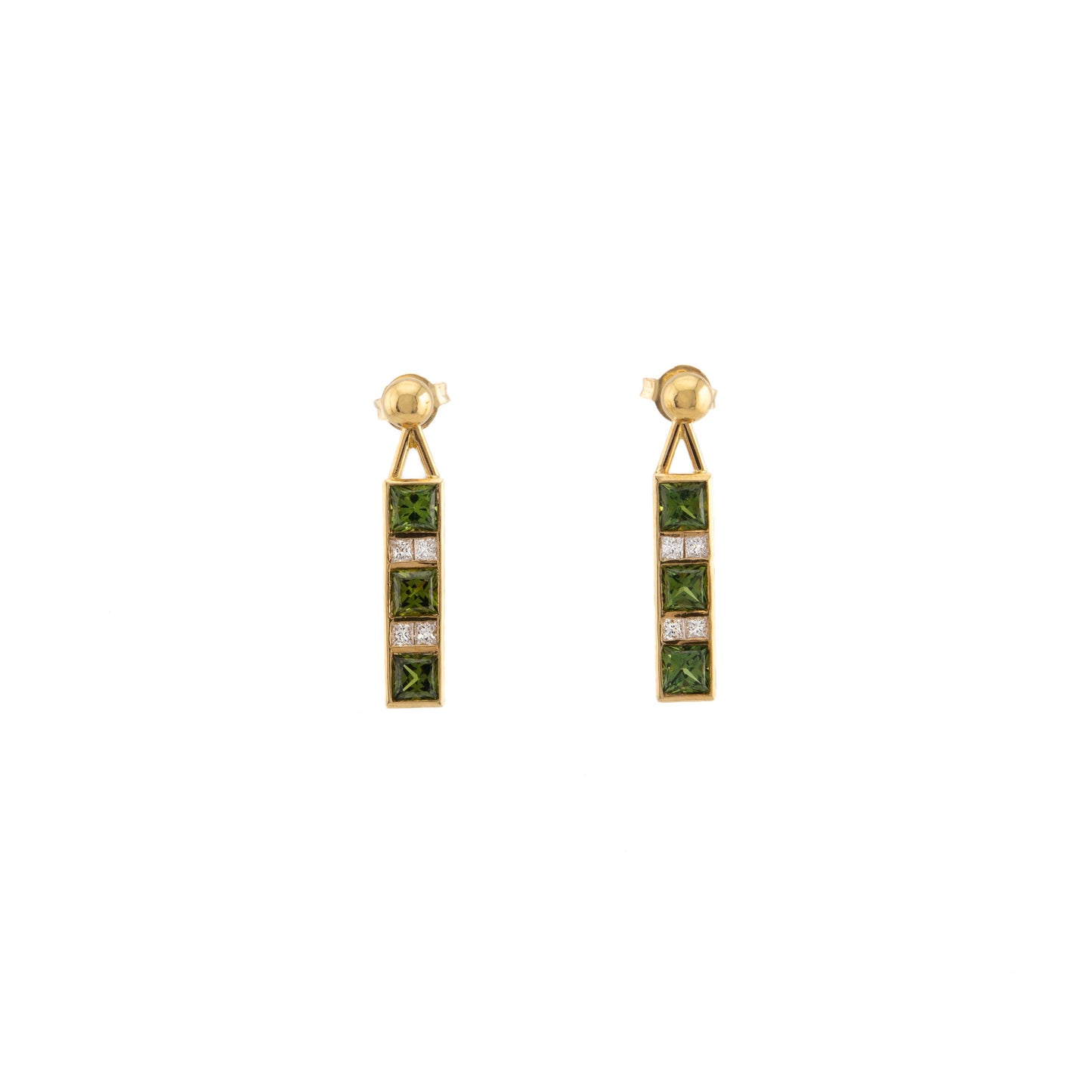 18ct Peridot and Diamond Drop Earrings