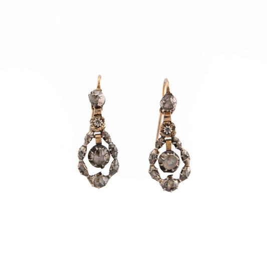 Rose Cut Diamond Drop Earrings