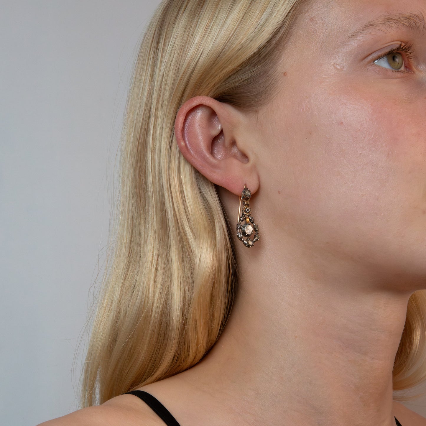 Rose Cut Diamond Drop Earrings