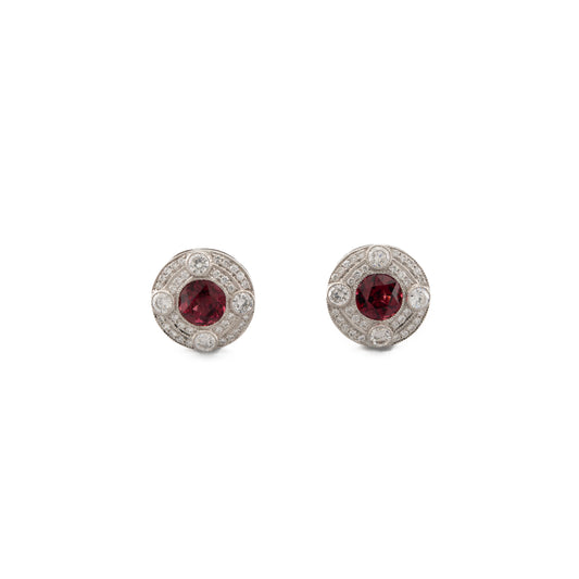Diamond and Garnet Stud Earrings