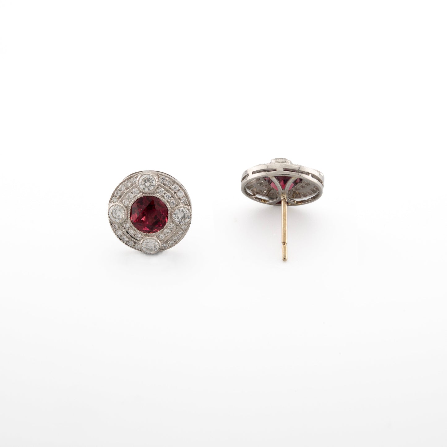 Diamond and Garnet Stud Earrings